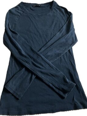 Zara Navy Crew Neck Long Sleeve Top